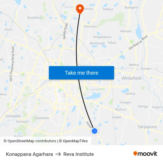 Konappana Agarhara to Reva Institute map