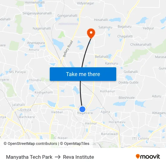 Manyatha Tech Park to Reva Institute map