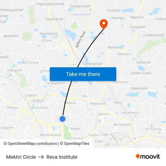 Mekhri Circle to Reva Institute map