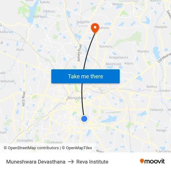 Muneshwara Devasthana to Reva Institute map