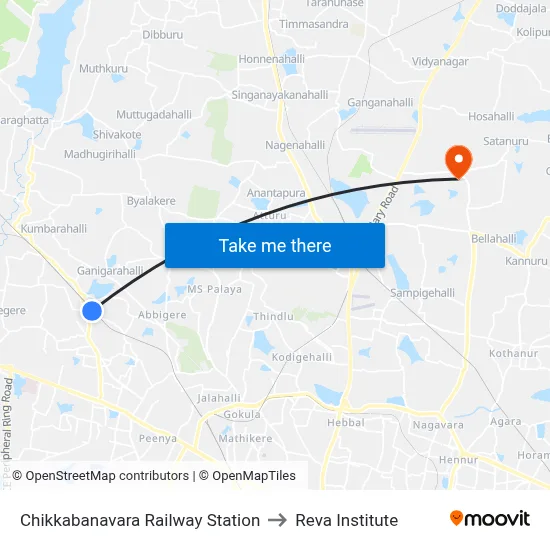 Chikkabanavara Railway Station to Reva Institute map