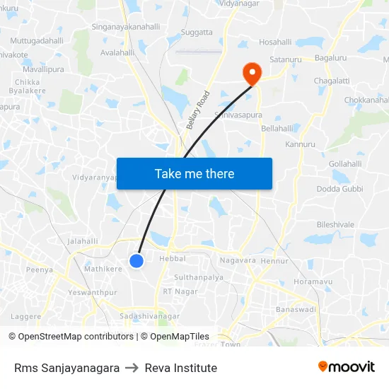 Rms Sanjayanagara to Reva Institute map