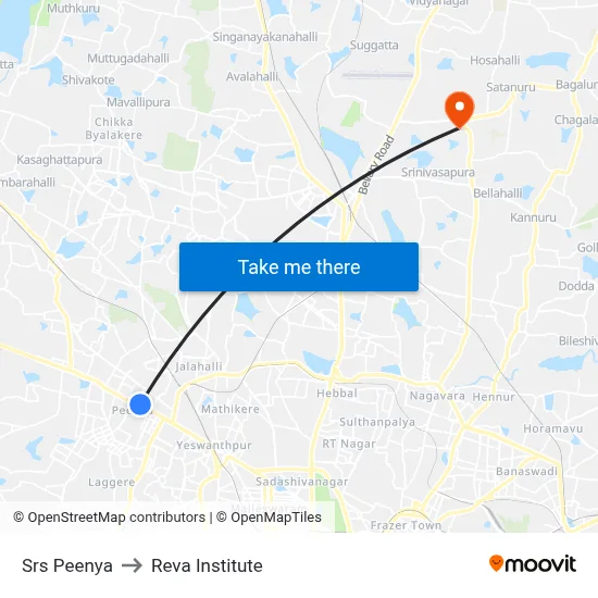 Srs Peenya to Reva Institute map