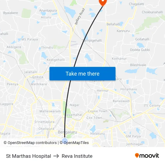 St Marthas Hospital to Reva Institute map