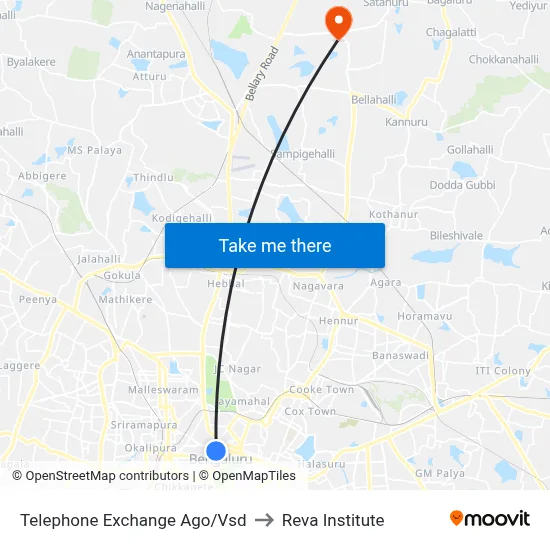 Telephone Exchange Ago/Vsd to Reva Institute map