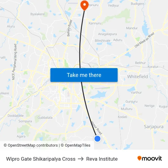 Wipro Gate Shikaripalya Cross to Reva Institute map