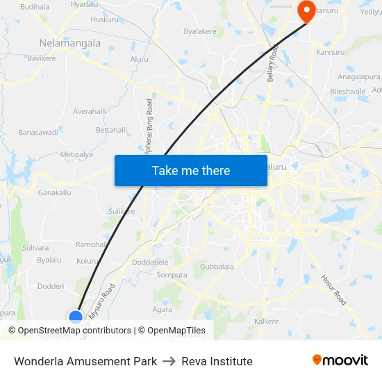 Wonderla Amusement Park to Reva Institute map