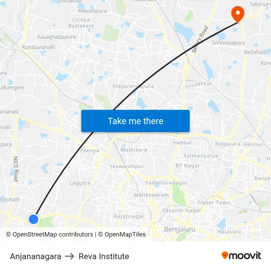 Anjananagara to Reva Institute map