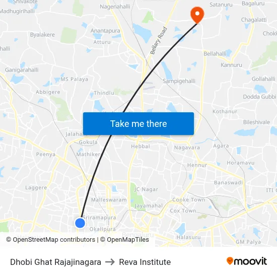 Dhobi Ghat Rajajinagara to Reva Institute map