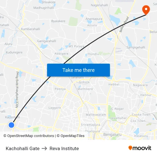 Kachohalli Gate to Reva Institute map
