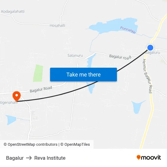 Bagalur to Reva Institute map