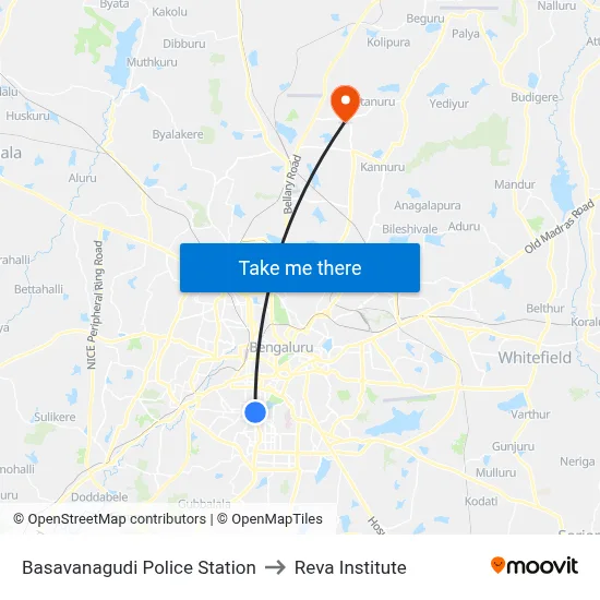 Basavanagudi Police Station to Reva Institute map