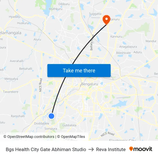 Bgs Health City Gate Abhiman Studio to Reva Institute map