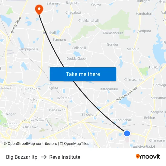 Big Bazzar Itpl to Reva Institute map