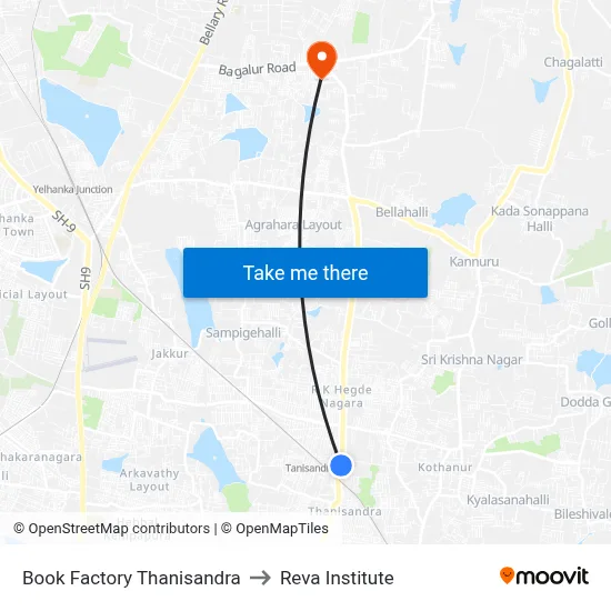 Book Factory Thanisandra to Reva Institute map