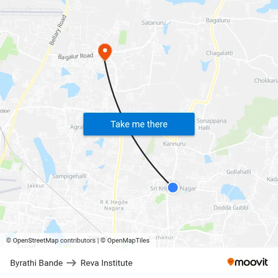 Byrathi Bande to Reva Institute map