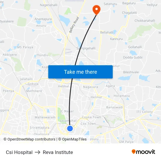 Csi Hospital to Reva Institute map