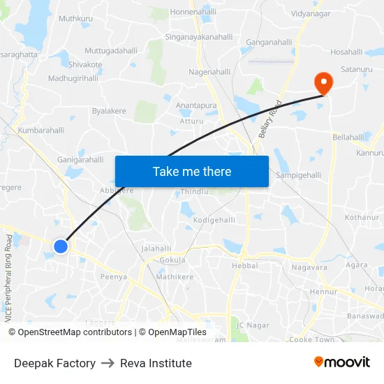 Deepak Factory to Reva Institute map