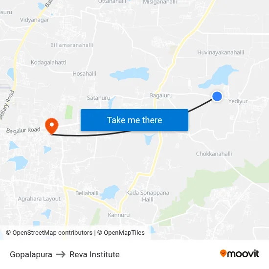 Gopalapura to Reva Institute map