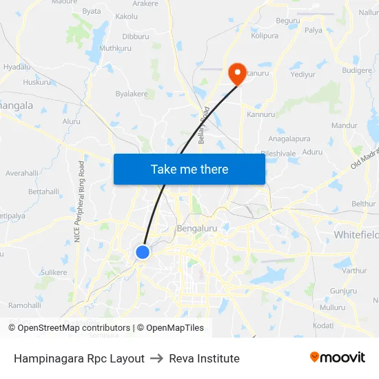 Hampinagara Rpc Layout to Reva Institute map