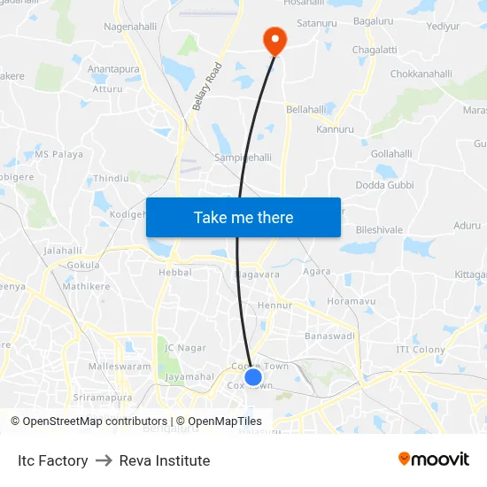 Itc Factory to Reva Institute map
