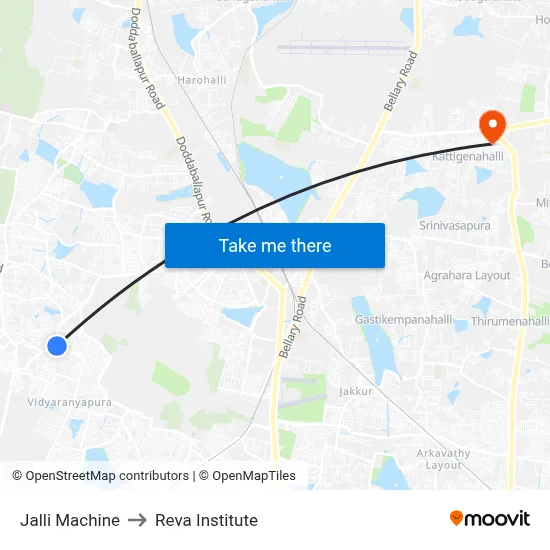 Jalli Machine to Reva Institute map