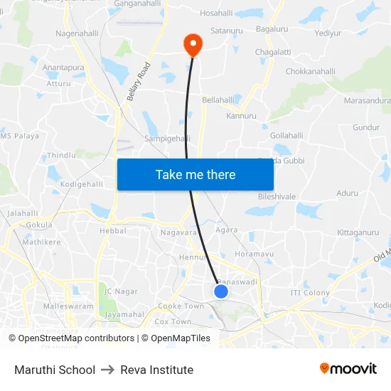 Maruthi School to Reva Institute map