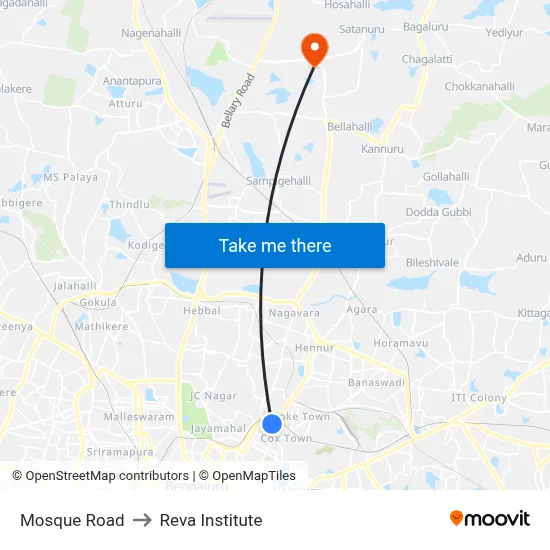 Mosque Road to Reva Institute map