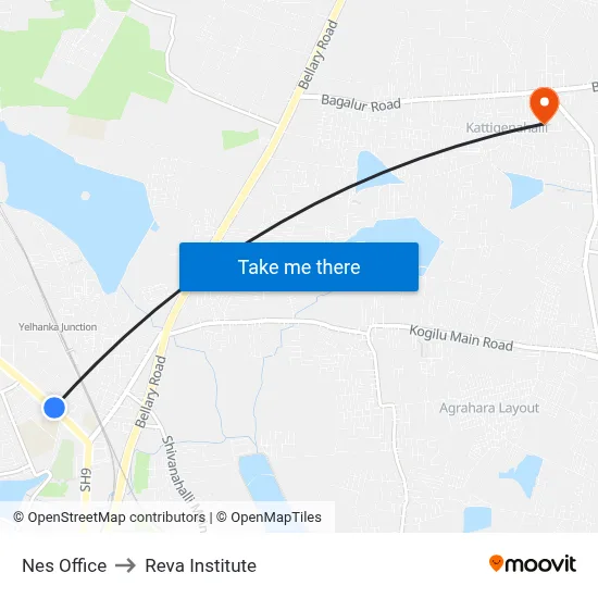 Nes Office to Reva Institute map