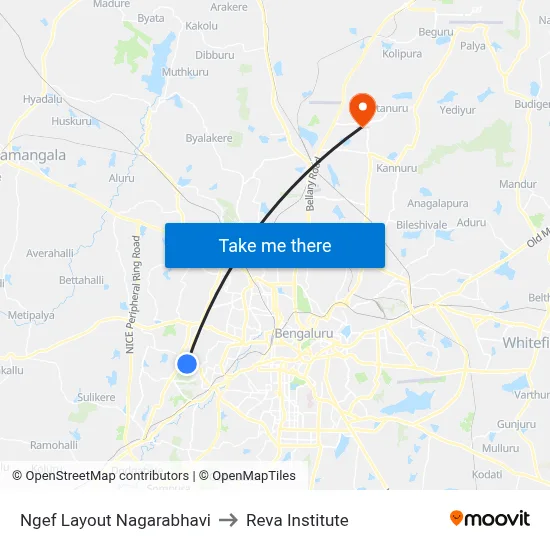 Ngef Layout Nagarabhavi to Reva Institute map