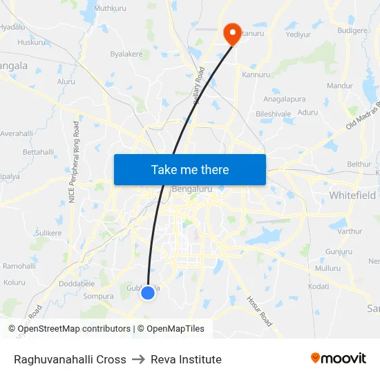 Raghuvanahalli Cross to Reva Institute map