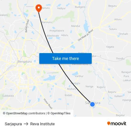 Sarjapura to Reva Institute map