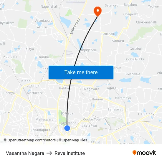 Vasantha Nagara to Reva Institute map