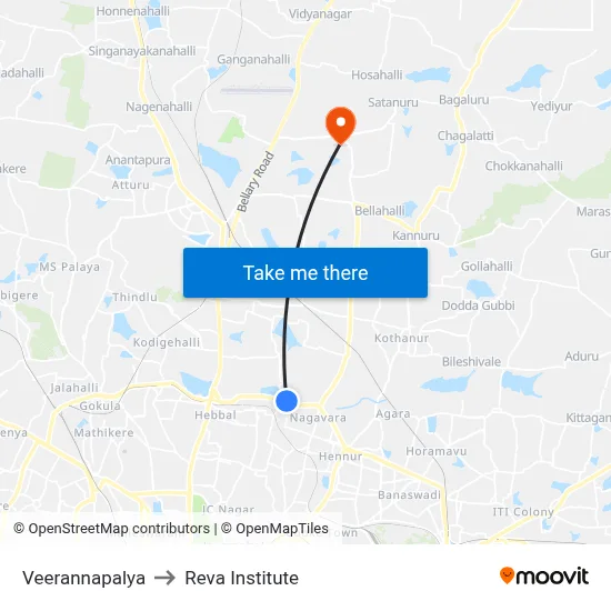 Veerannapalya to Reva Institute map