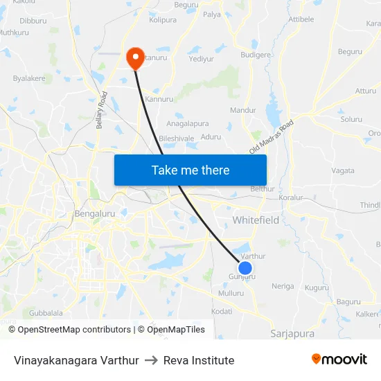 Vinayakanagara Varthur to Reva Institute map
