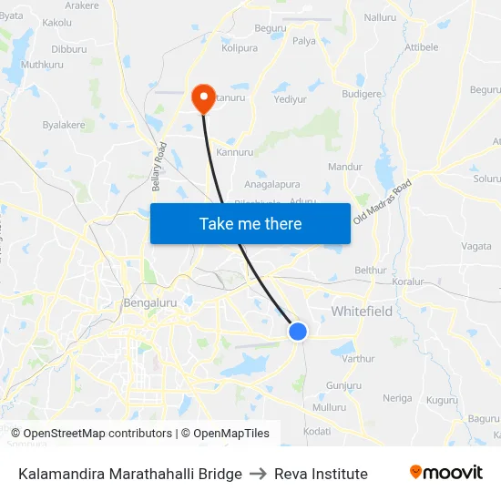 Kalamandira Marathahalli Bridge to Reva Institute map