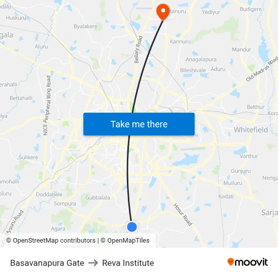Basavanapura Gate to Reva Institute map