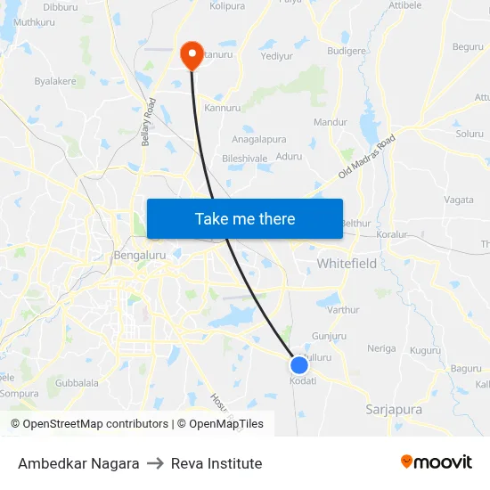 Ambedkar Nagara to Reva Institute map