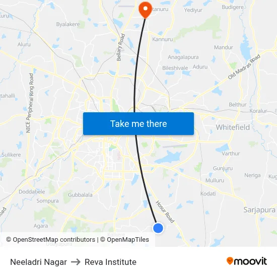 Neeladri Nagar to Reva Institute map