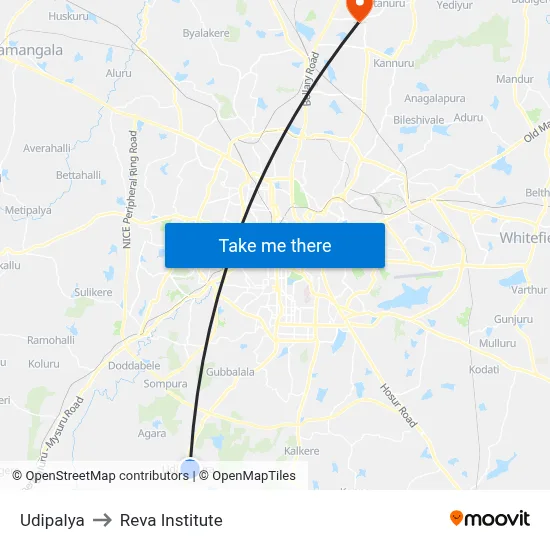 Udipalya to Reva Institute map