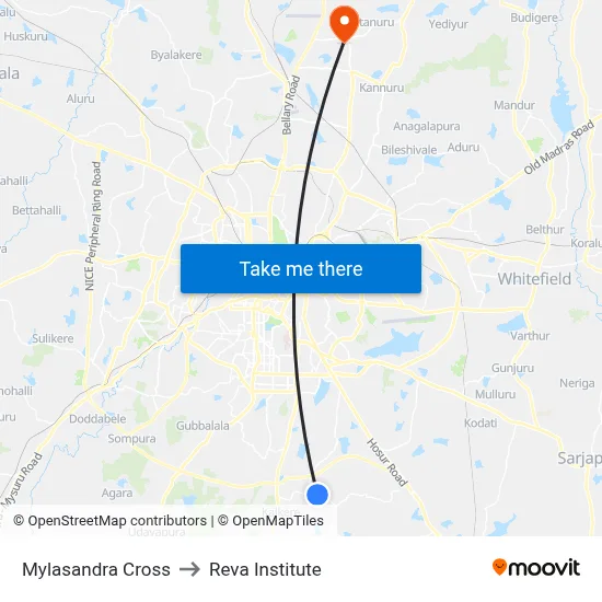 Mylasandra Cross to Reva Institute map