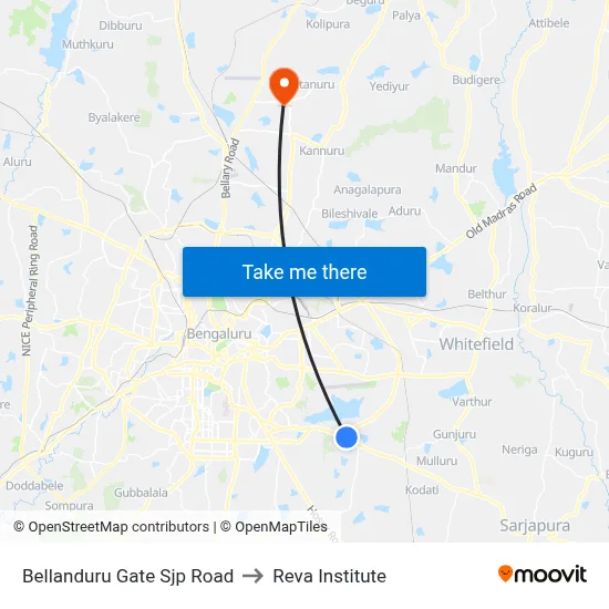 Bellanduru Gate Sjp Road to Reva Institute map