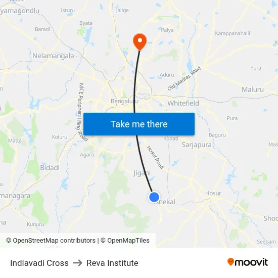 Indlavadi Cross to Reva Institute map