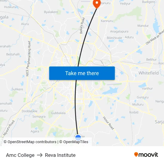 Amc College to Reva Institute map