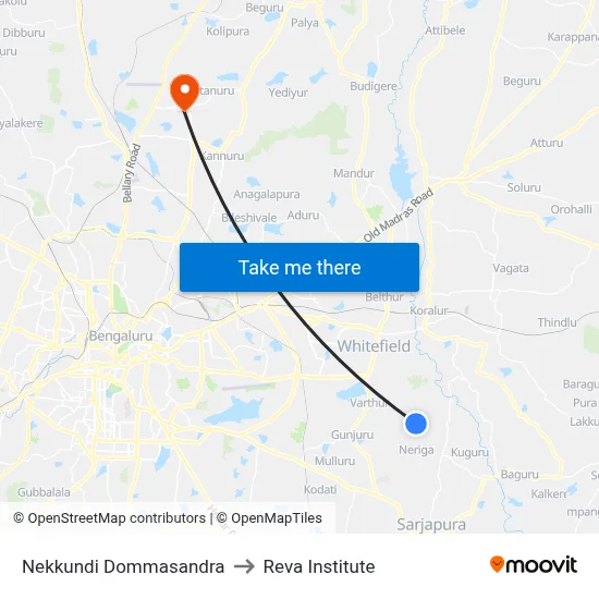 Nekkundi Dommasandra to Reva Institute map