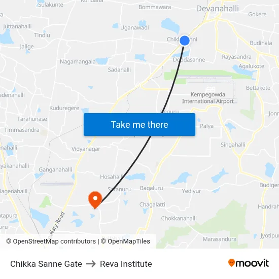 Chikka Sanne Gate to Reva Institute map