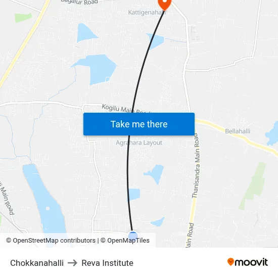 Chokkanahalli to Reva Institute map