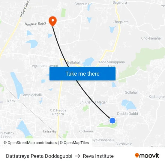Dattatreya Peeta Doddagubbi to Reva Institute map