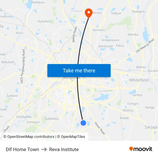 Dlf Home Town to Reva Institute map