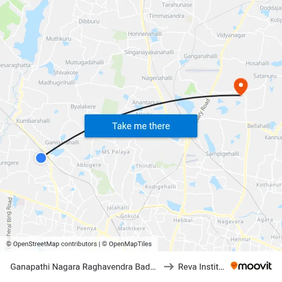 Ganapathi Nagara Raghavendra Badavane to Reva Institute map
